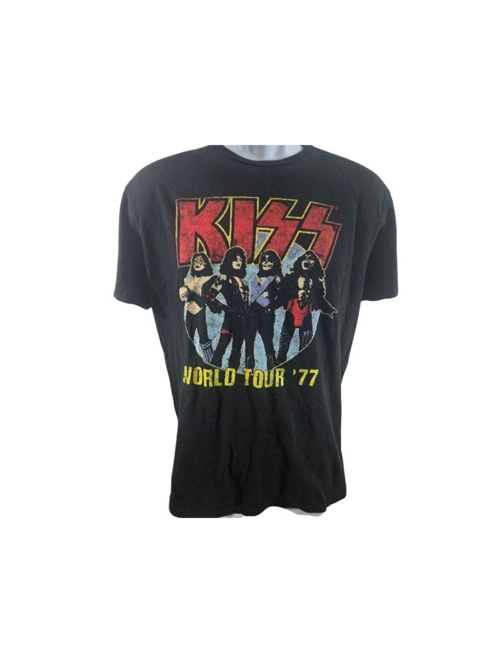 KISS World Tour 77 Graphic T-Shirt Black Large Vintage-Inspired